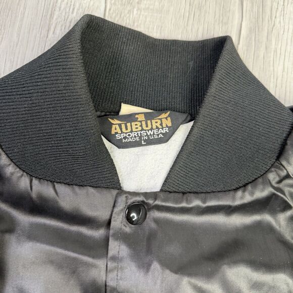 Snap-On Tools Men’s Large USA Satin Jacket Snap Buttons Black Vintage 80’s R - Picture 5 of 9